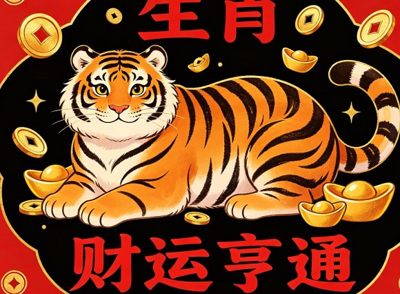 猛虎出山，威风凛凛。斑斓猛虎踏林间。林间惊兽，山野生威。旷野风随长啸起。